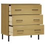 Credenza 3 Cassetti Marrone 77x40x79,5 cm Legno Massello OSLO