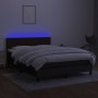 Letto a Molle con Materasso e LED Nero 140x200 cm in Tessuto