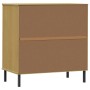 Credenza 3 Cassetti Marrone 77x40x79,5 cm Legno Massello OSLO