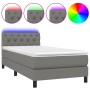 Letto a Molle Materasso e LED Grigio Scuro 80x200 cm in Tessuto