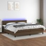 Letto a Molle Materasso e LED Marronescuro 200x200cm in Tessuto