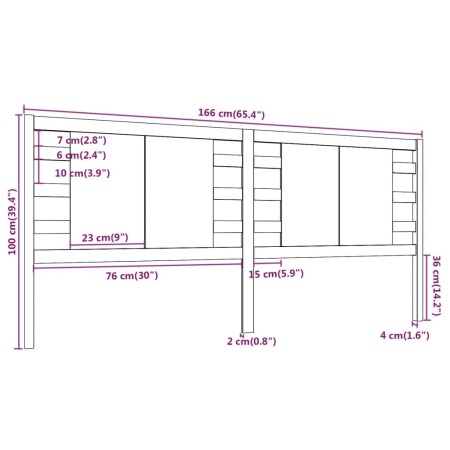 Testiera per Letto Nera 166x4x100 cm in Legno Massello di Pino