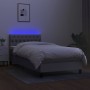 Letto a Molle Materasso e LED Grigio Chiaro 90x200 cm Tessuto