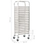 Carrello da Cucina per 16 Vassoi 38x55x163 cm in Acciaio Inox