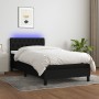 Letto a Molle con Materasso e LED Nero 90x190 cm in Tessuto