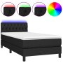 Letto a Molle con Materasso e LED Nero 90x190 cm in Tessuto