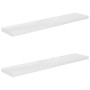 Scaffali a Parete 2 pz Bianco Lucido 120x23,5x3,8 cm in MDF