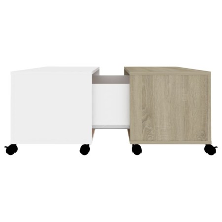 Tavolino Salotto Bianco e Rovere Sonoma 75x75x38 cm Multistrato