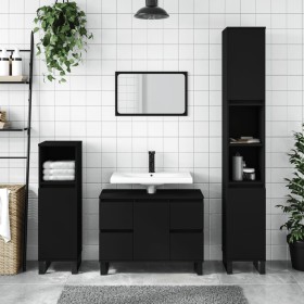 Mobile da Bagno Nero 80x33x60 cm in Legno Multistrato