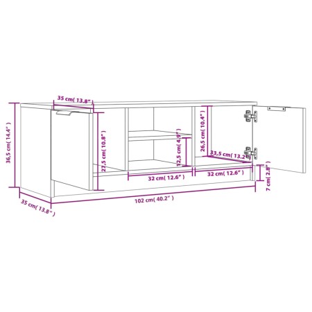 Mobile TV Grigio Sonoma 102x35x36,5 cm in Legno Multistrato