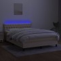 Letto a Molle con Materasso e LED Crema 140x200 cm in Tessuto