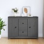 Credenza Grigia 100x35x74 cm in Legno Massello di Pino