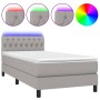 Letto a Molle Materasso e LED Grigio Chiaro 100x200 cm Tessuto