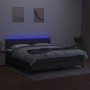 Letto a Molle Materasso e LED Grigio Scuro 180x200cm in Tessuto