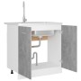 Armadio per Lavabo Grigio Cemento 80x46x81,5 cm in Multistrato