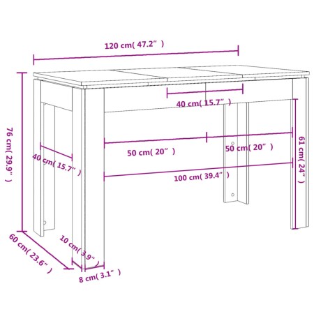 Tavolo da Pranzo Rovere Marrone 120x60x76 cm Legno Multistrato