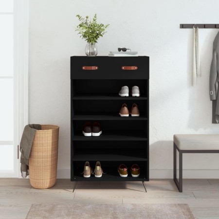 Scarpiera Nera 60x35x105 cm in Legno Multistrato