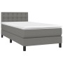 Letto a Molle Materasso e LED Grigio Scuro 100x200cm in Tessuto