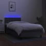 Letto a Molle Materasso e LED Grigio Scuro 100x200cm in Tessuto