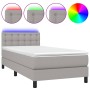 Letto a Molle Materasso e LED Grigio Chiaro 90x190 cm Tessuto