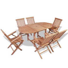 B-ware Set da Pranzo per Esterni 7 pz Legno Massello di Teak