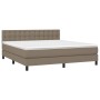 Letto a Molle con Materasso e LED Tortora 160x200 cm in Tessuto