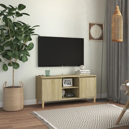 Mobile TV con Gambe in Legno Rovere Sonoma 103,5x30x50 cm