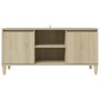 Mobile TV con Gambe in Legno Rovere Sonoma 103,5x30x50 cm