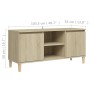 Mobile TV con Gambe in Legno Rovere Sonoma 103,5x30x50 cm