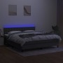 Letto a Molle Materasso e LED Grigio Scuro 180x200cm in Tessuto