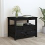 Tavolino da Salotto Nero 71x49x55 cm in Legno Massello di Pino