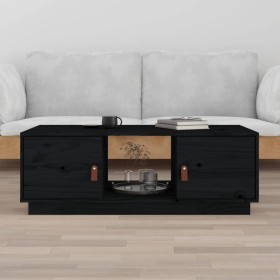 Tavolino da Salotto Nero 100x50x35 cm Legno Massello di Pino