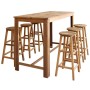 Tavolo e Sgabelli Bar Set 7 pz in Legno Massello di Acacia