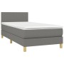 Letto a Molle Materasso e LED Grigio Scuro 90x200 cm in Tessuto