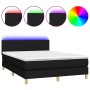 Letto a Molle con Materasso e LED Nero 140x190 cm in Tessuto