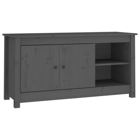 Mobile Porta TV Grigio 103x36,5x52 cm in Legno Massello di Pino