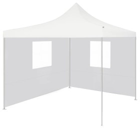 Gazebo Professionale Pieghevole 2 Pareti 3x3 m Acciaio Bianco