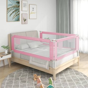 Sponda Letto di Sicurezza per Bambini Rosa 190x25 cm in Tessuto