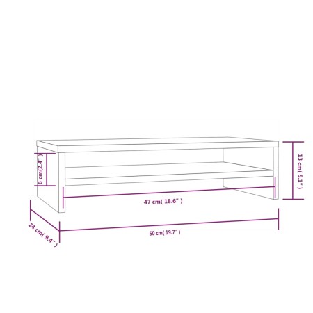 Supporto per Monitor Bianco 50x24x13 cm Legno Massello di Pino