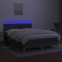 Letto a Molle Materasso e LED Grigio Scuro 140x200cm in Tessuto