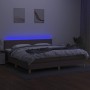 Letto a Molle Materasso e LED tortora 200x200cm in Tessuto