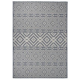 Tappeto da Esterni a Tessitura Piatta 120x170 cm Strisce Blu