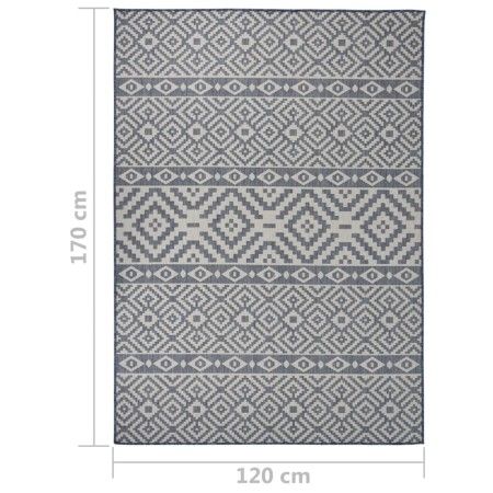 Tappeto da Esterni a Tessitura Piatta 120x170 cm Strisce Blu