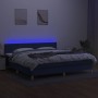 Letto a Molle Materasso e LED Blu 200x200cm in Tessuto