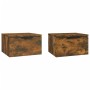 Comodini a Muro 2 pz Rovere Fumo 34x30x20 cm