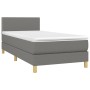 Letto a Molle Materasso e LED Grigio Scuro 90x190 cm in Tessuto