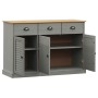 Credenza Cassetti VIGO 113x40x75 cm Legno Massello Pino Grigio