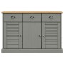 Credenza Cassetti VIGO 113x40x75 cm Legno Massello Pino Grigio