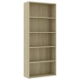 Libreria 5 Ripiani Rovere Sonoma 80x30x189 cm Legno Multistrato