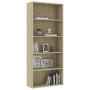 Libreria 5 Ripiani Rovere Sonoma 80x30x189 cm Legno Multistrato